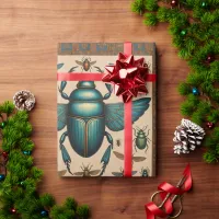 Egyptian Scarab Illustration Wrapping Paper