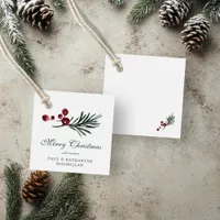 Simple Elegant Christmas Watercolor Botanical Favor Tags