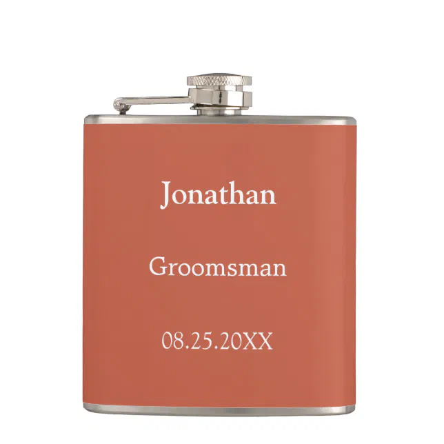 Elegant Terracotta Personalized Groomsman Flask