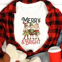 Merry & Bright Vintage Elf Christmas Tri-Blend Shirt