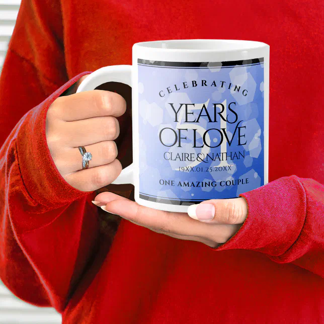 Elegant 51st Sapphire Wedding Anniversary Giant Coffee Mug