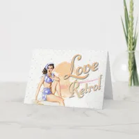 Vintage Pinup Love Retro Washing Birthday Card