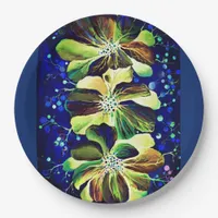 Delphinium  flowers painting paper plates