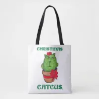 Christmas Catcus Holiday Cactus Cartoon Fun Tote Bag