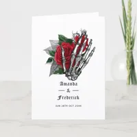 Red Floral Skeleton Gothic Wedding Program