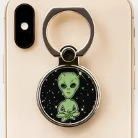 Alien on a Starry Night, Crypto Art Ufology Phone Ring Stand