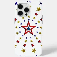 Patriotic Stars Pattern USA Red White & Blue iPhone 15 Pro Max Case