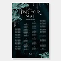 Jewel Palm Leaf Wedding Seating Chart Teal ID830 Foam Board