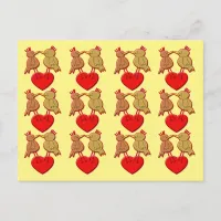 Valentine Birds on a Heart Pattern Postcard