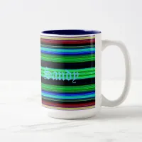 Thin Colorful Stripes - 1 Two-Tone Coffee Mug