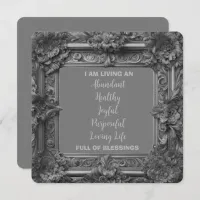 Affirmations And Blessings Silver Gray Frame Holiday Card