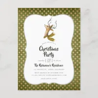 Retro Vintage Reindeer Christmas Party Invitation Postcard