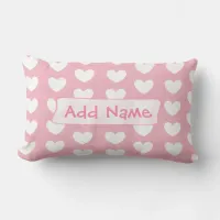 Personalized Pink and White Hearts Throw Pillow