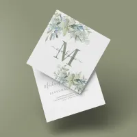 Elegant Eucalyptus Botanical Floral Monogram Square Business Card