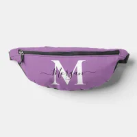 Personalize Monogram Initial Name Lavender Purple Fanny Pack