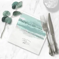 Abstract Paint Strokes Wedding We Do Teal ID886 Napkins