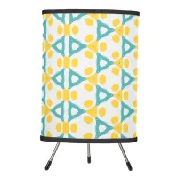 Modern Teal Blue Yellow & White Geometric Pattern  Tripod Lamp