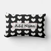 Personalized Black and White Hearts Throw Pillow