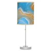 Blue and Tan Marble like Art / Beach Colors  Table Lamp