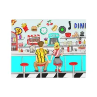 1950's Diner | Couple Holding Hands  Metal Print