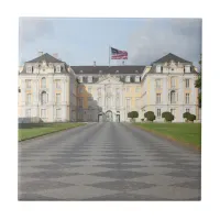 American Flag on German Castle Ceramic Tile
