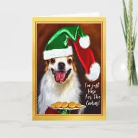 Cute Dog in Santa Hat With Cookies Funny Christmas Card