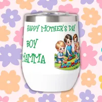 Boy Mamma Happy Mother's Day | | Thermal Wine Tumbler