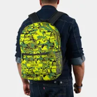 Personalized Name Military Yellow Green Camouflage Printed Backpack