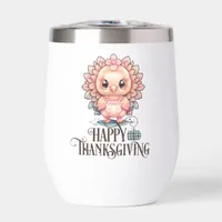 Cute Thanksgiving Turkey Thermal Wine Tumbler