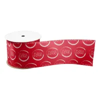 Holiday Red and White Small Business Logo Promo Satin Ribbon