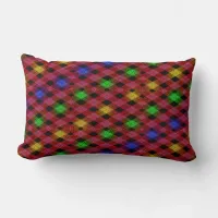 Gingham Check Multicolored Throw Pillow Lumbar