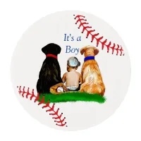 It's a Boy, Baseball Themed Boy's Baby Shower Labs Edible Frosting Rounds