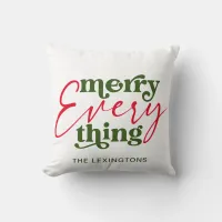 Merry Everything Modern Minimalist Holiday Throw Pillow