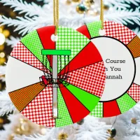 Merry Course-mas Disk Golf Pun Personalized  Ceramic Ornament