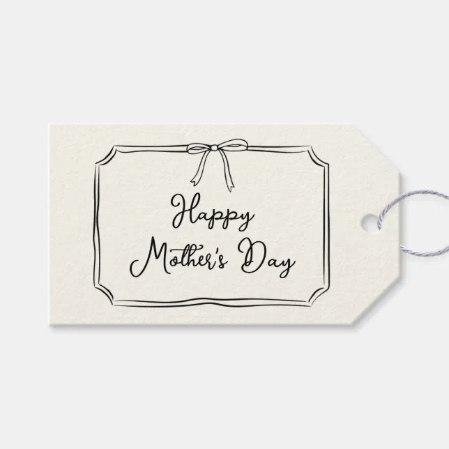 Trendy Coquette Bow Happy Mother's Day Champagne Gift Tags