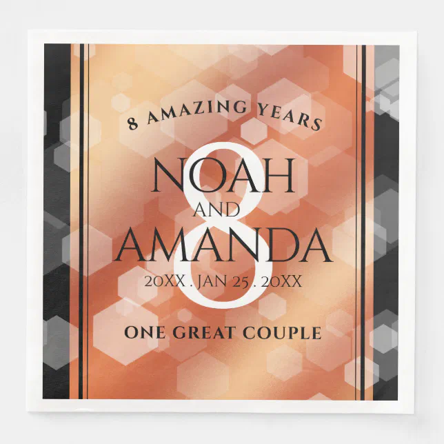 Elegant 8th Bronze Wedding Anniversary Celebration Paper Dinner Napkins