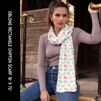 Colorful Cookies Macarons Dessert Long Rectangle Scarf