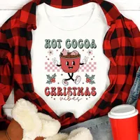 Hot Cocoa Christmas Vibes Retro Holiday Tri-Blend Shirt