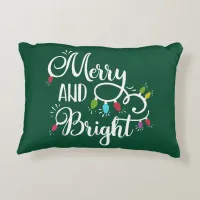 merry and bright holiday lights accent pillow