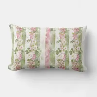 Cottage Dream Pink Floral Stripe Lumbar  Lumbar Pillow