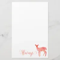 Always Pink Watercolor Doe Deer Stationery