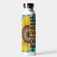 Inspirational Quote and Hand Drawn Sunflower Water Bottle