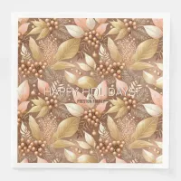 Pink Gold Christmas Pattern#8 ID1009 Paper Dinner Napkins