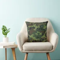 Military Green Camouflage Throw Pillow