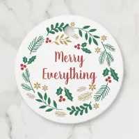 Holly Berry Pine Wreath Merry Everything Holiday  Favor Tags