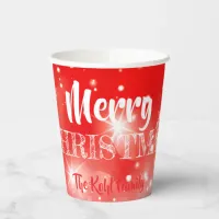 White Snowflakes Sparkles and Bokeh on Red  Paper Cups