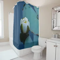 White water lily in the pond, nature photography shower curtain