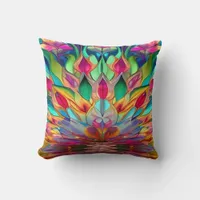 Colorful Abstract Stained Glass Throw Pillow