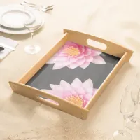 Elegant Floating Pink Lotus Flowers Serving Tray
