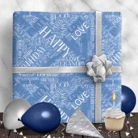 Birthday Word Cloud Grandpa Blue ID276 Wrapping Paper